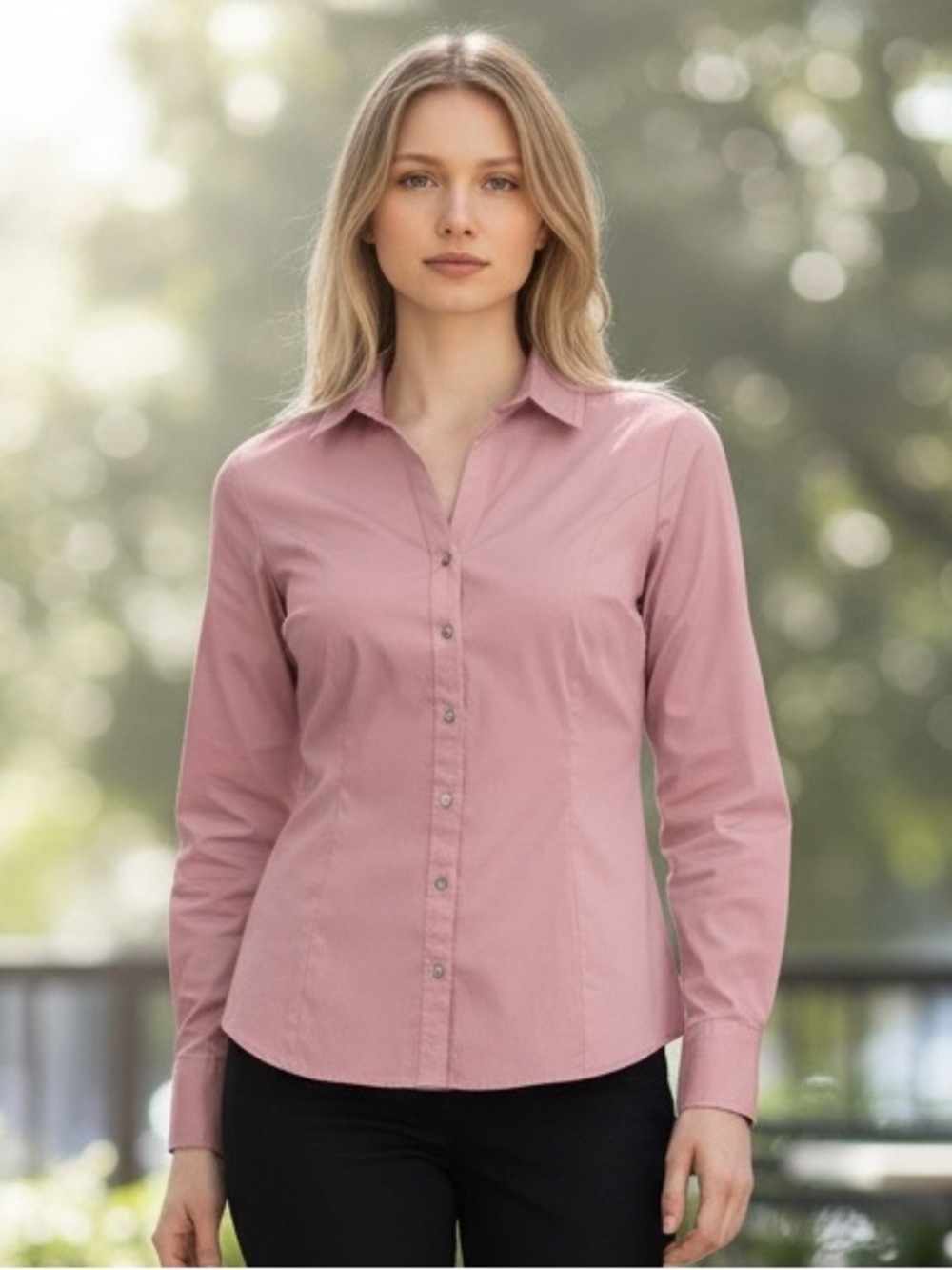 EXPRESS Women’s Medium Pink Fitted Dress Shirt